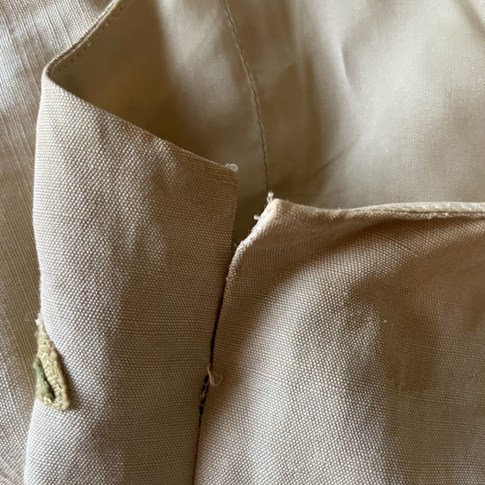 Ann Taylor floral embroidered Beige Silk Linen Skirt set - Picture 13 of 16